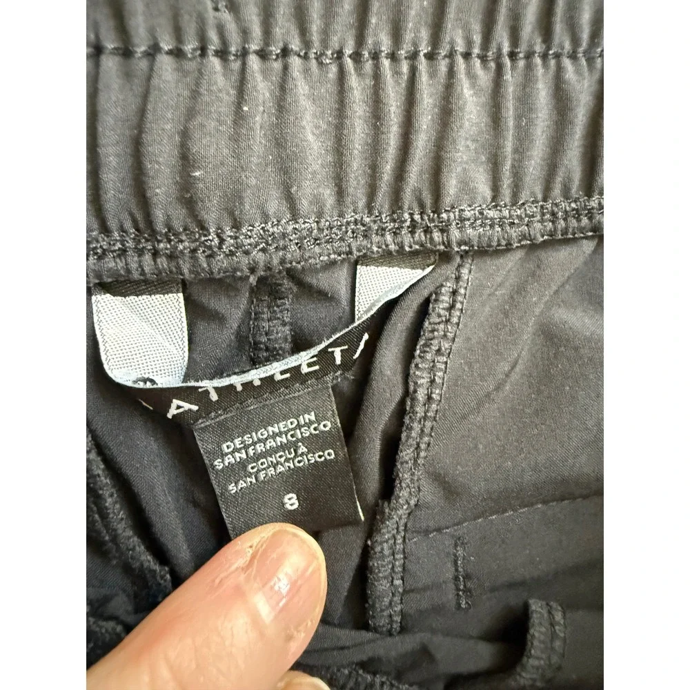 Athleta Brooklyn Wide Leg Pants Black Drawstring Crop Style 657598 Size 8 - Picture 5 of 11